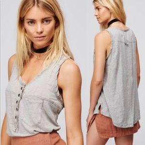 Free People Traveler Henley Linen Tank Size XS